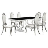 Antoine 7-piece Rectangular Glass Top Dining Set Chrome